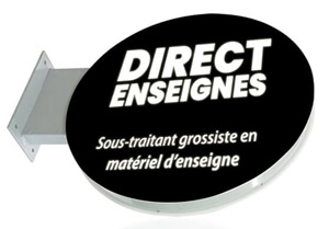 caisson circulaire éclairage face et tranche tarif enseigne lumineuse circulaire leds enseigne drapeau ronde perpendiculaire ensigne ronde