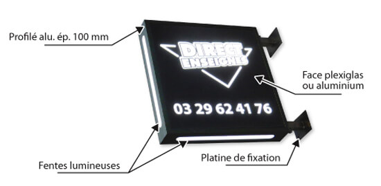 caisson lumineux drapeau double face installation caisson lumineux double face ultra plat 3d enseigne effet 3d décor ajouré enseigne