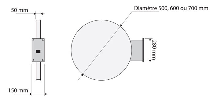 enseigne drapeau lumineuse profilée fabricant caisson lumineux leds rond monobloc caisson arrondi éclairage face et côté bon marché ensigne ronde