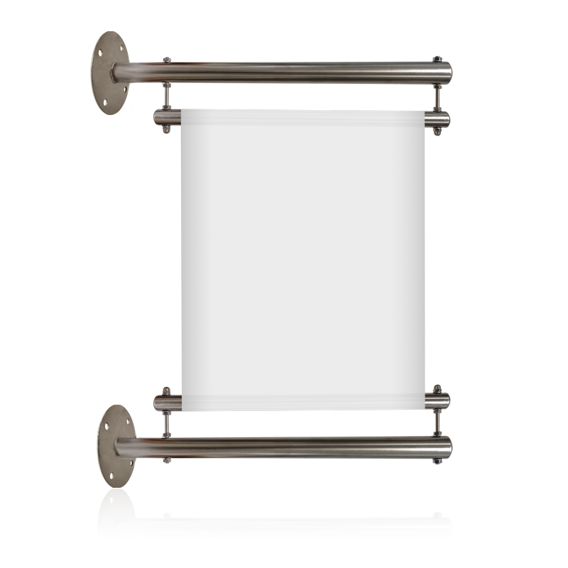 signalétique kakémonos inox à fourreaux kakemono avec potence inox kakémono inox à fourreaux sur mesure comparatif kakémonos toile tendue à fourreaux